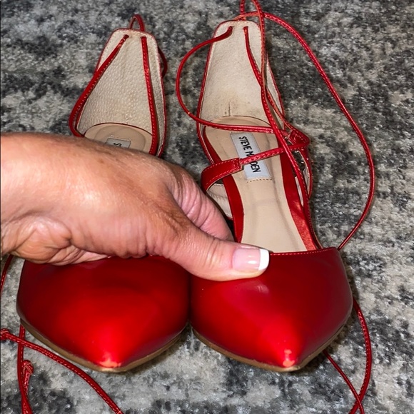 Steve Madden red tie pointed toe heels pumps 9 - Picture 6 of 12